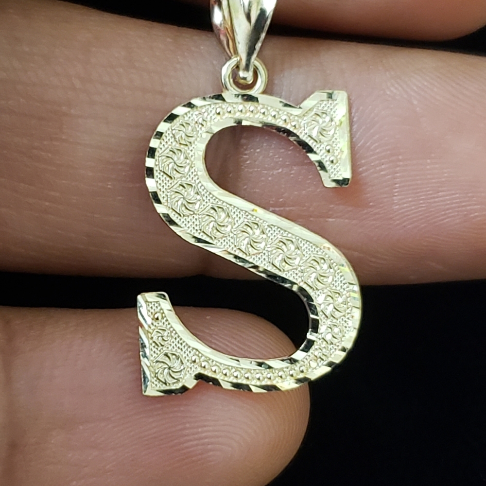 10kt Gold Letter S Pendant - Picture 7 of 11